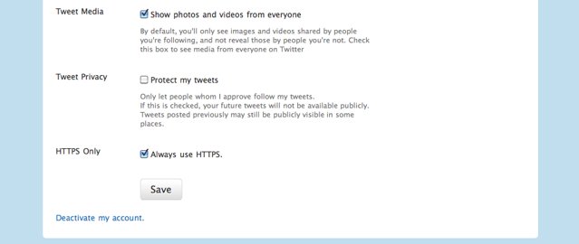 Twitter HTTPS setting Twitter HTTPS setting