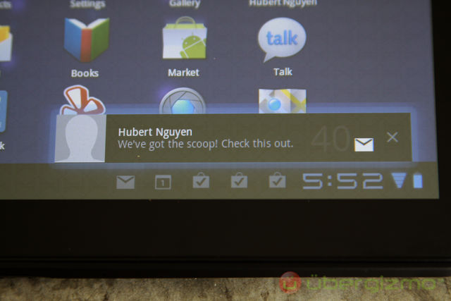 Xoom Android 3.0 interface - email notification Xoom Android 3.0 interface - email notification