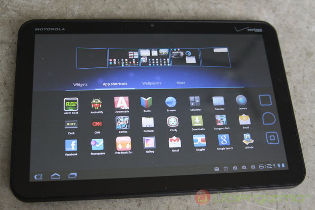 Xoom Android intrface - customization screen Xoom Android intrface - customization screen