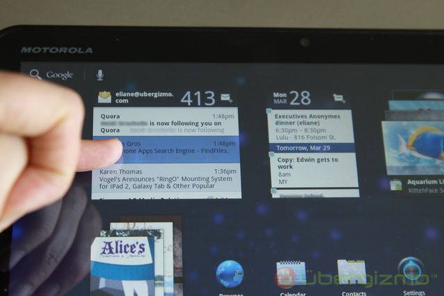 Xoom Android 3.0 interface - widgets Xoom Android 3.0 interface - widgets