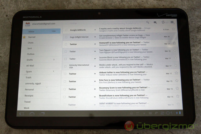 Xoom Android 3.0 Gmail Xoom Android 3.0 Gmail