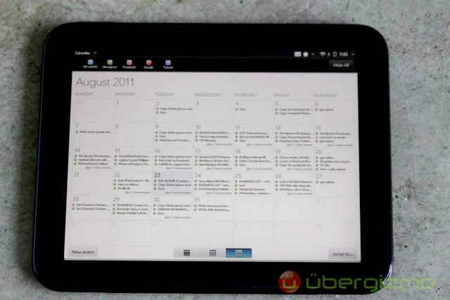 HP TouchPad calendar HP TouchPad calendar