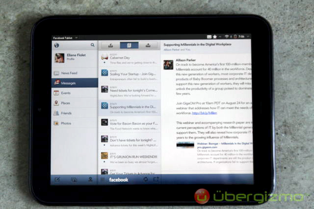 HP TouchPad Facebook HP TouchPad Facebook