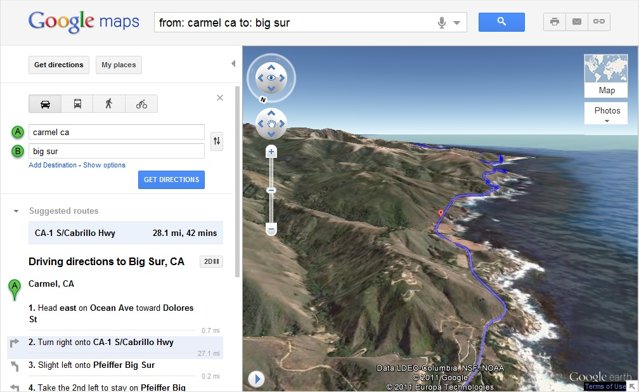 Google Maps 3D route preview Google Maps 3D route preview