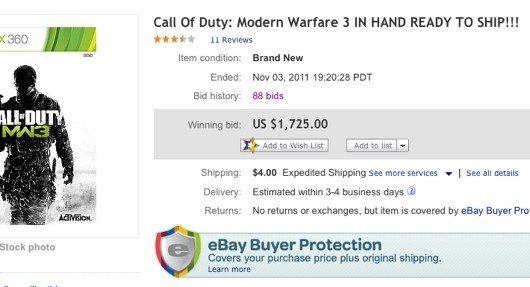 Call of Duty: Modern Warfare 3 auction Call of Duty: Modern Warfare 3 auction