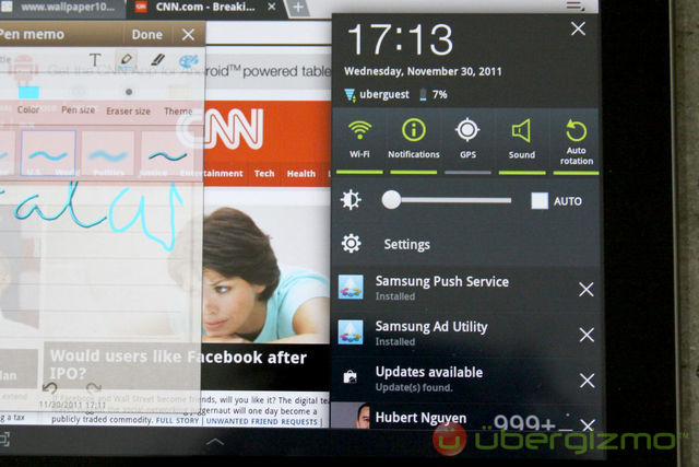 Galaxy Tab 8.9 Quick Access Panel Galaxy Tab 8.9 Quick Access Panel