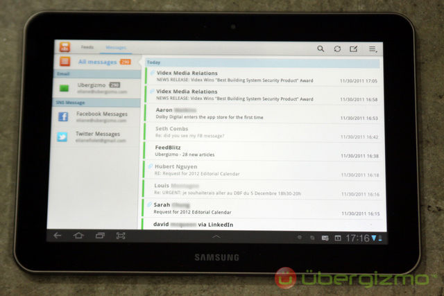 Galaxy Tab 8.9 Social Hub Galaxy Tab 8.9 Social Hub