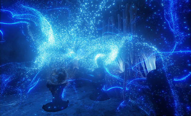 Particles motion calculation is done with the GPU (PC image)