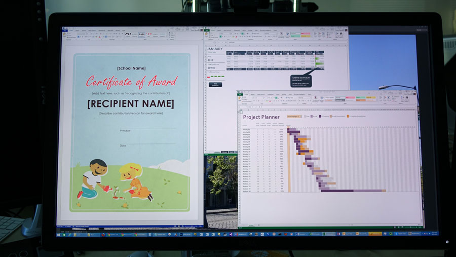 MS Office works like a charm and adapts to any resolution
