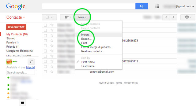 How to get my contacts from gmail