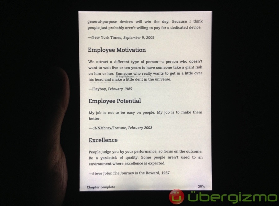 The Paperwhite's built-in light is so gentle on the eyes, even in the dark.