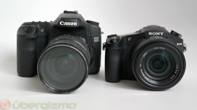 The RX10 (right) and my Canon 50D