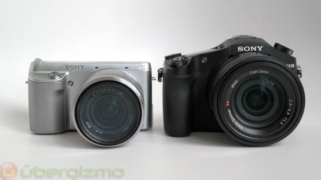 RX10 (right) and the Sony NEX-F3