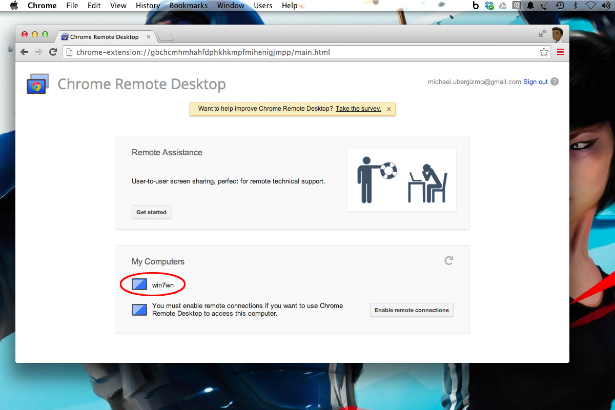 chrome remote desktop connecting