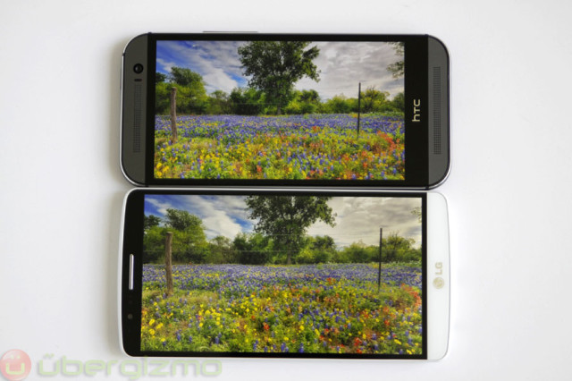 The LG G3 next to the HTC M8