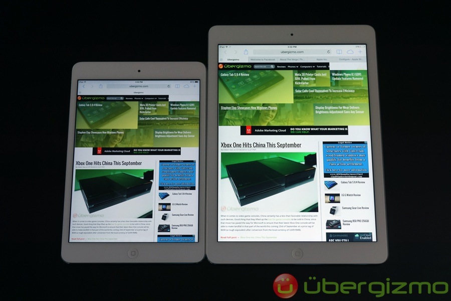 iPad mini with Retina display (left) vs. iPad Air (right)