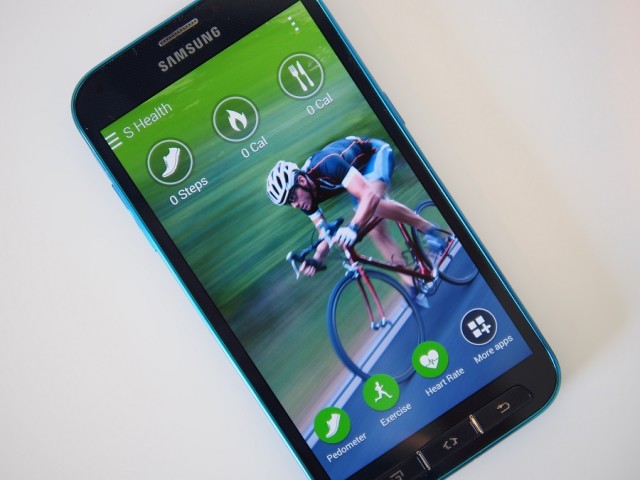 Samsung's S Health app tracks your runs and workouts and also monitors your heart rate with the sensor on the rear of the phone.