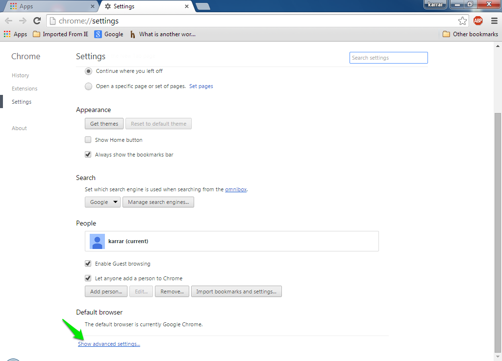advanced settings