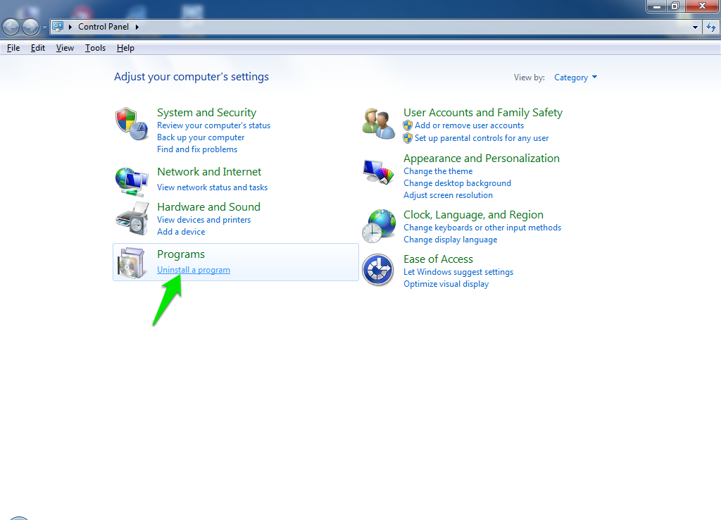 uninstall programs
