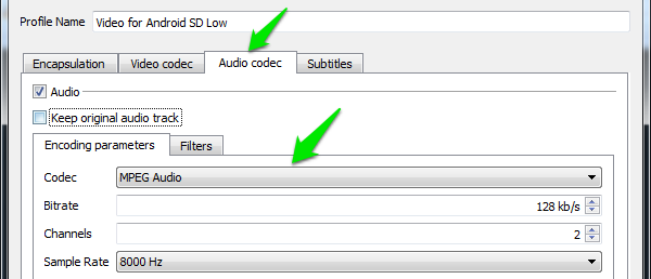 AUDIO options