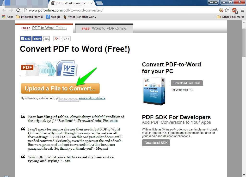 convert word to pdf file free online