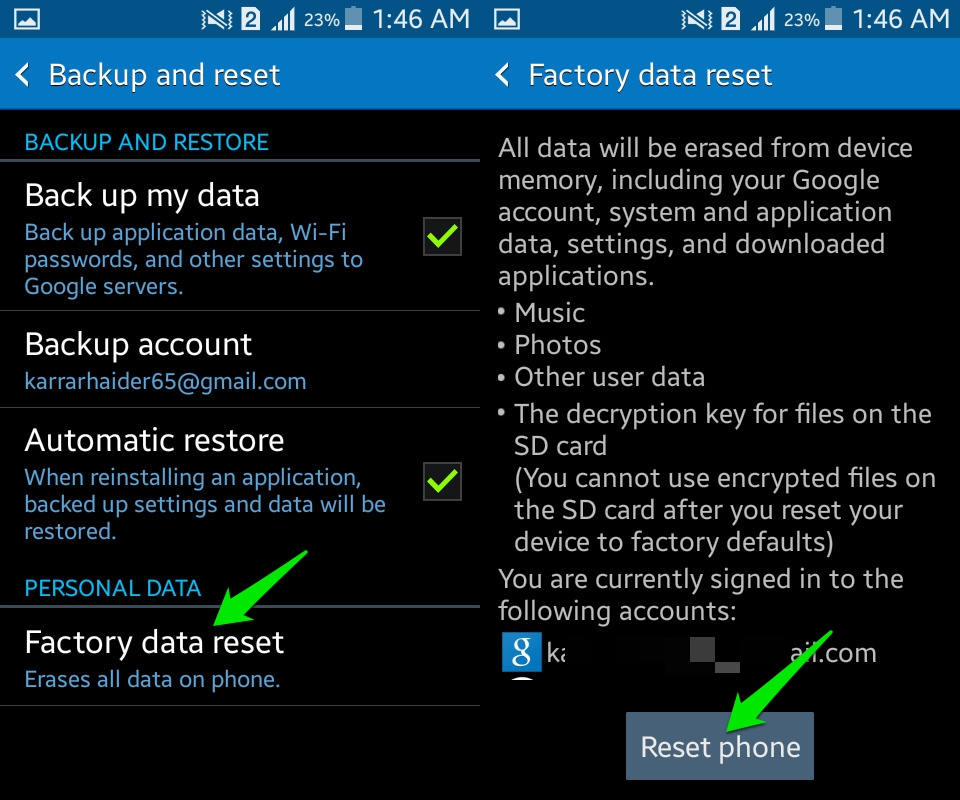 factory reset