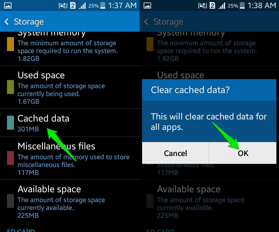 clear cache