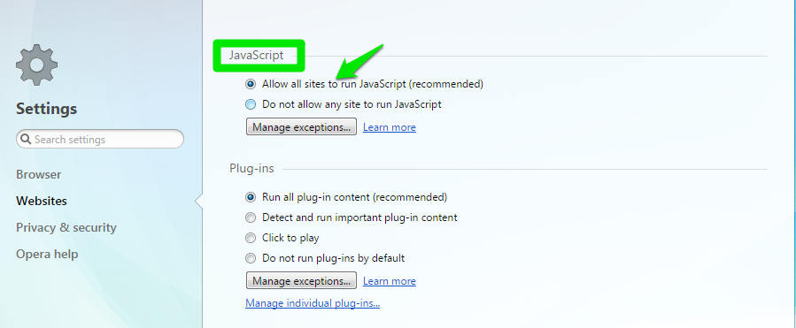 allow javascript
