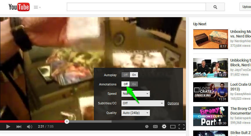 Отключить аннотации в Youtube (4)