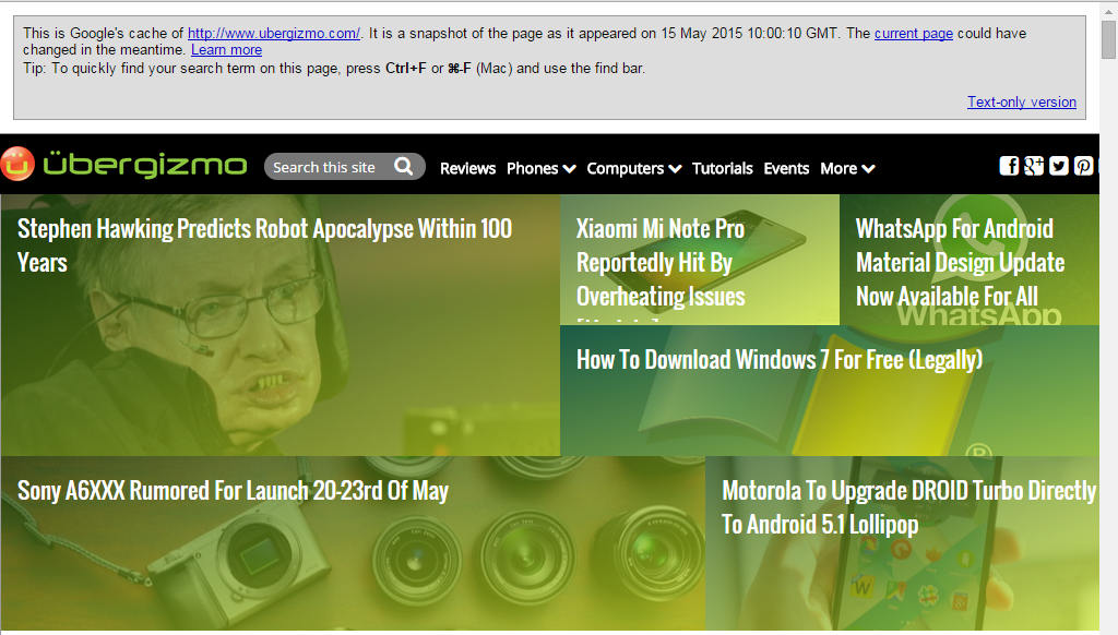 cached page