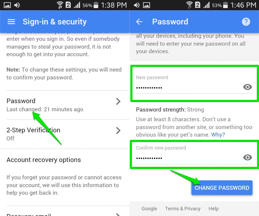 change google passwords