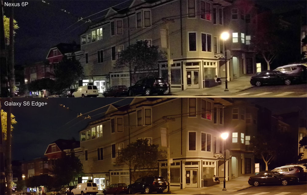 In dark conditions, the Nexus 6P can't beat the Galaxy S6 Series