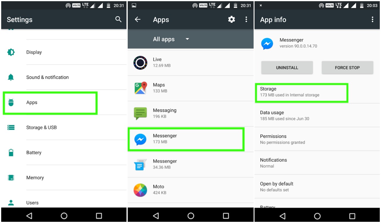 android facebook messenger settings