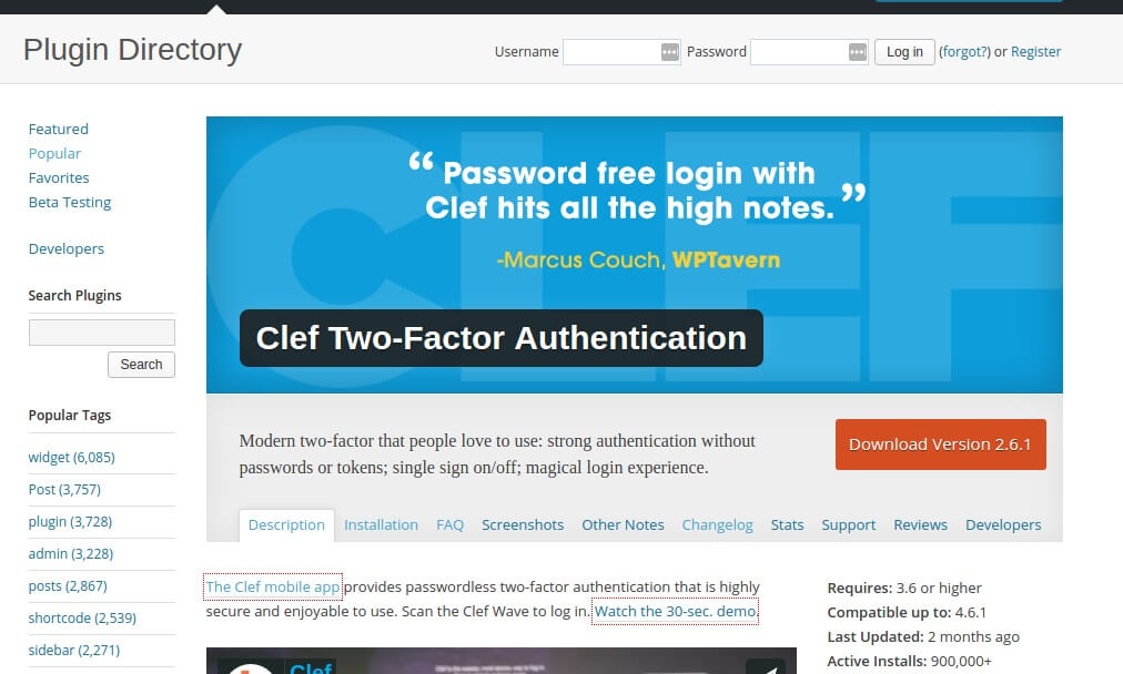 clef two factor - best wordpress plugins