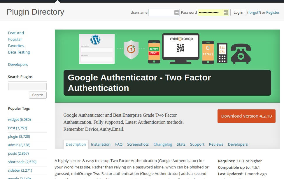 best wordpress plugins - miniorange security