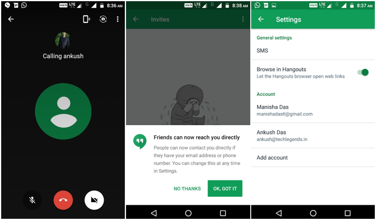 hangouts - best free calling app