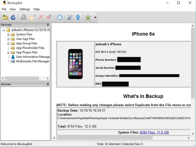 ibackupbot - restore sms on iPhone