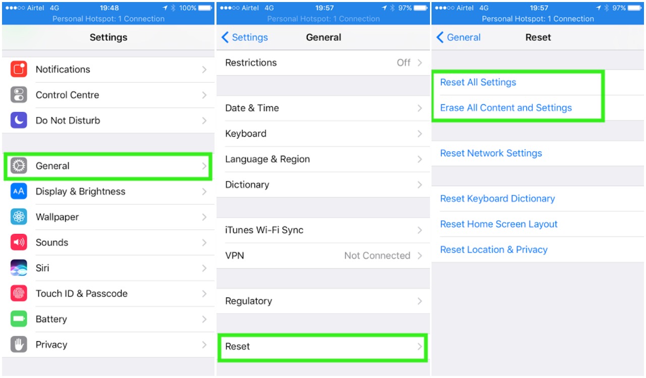 iPhone factory reset