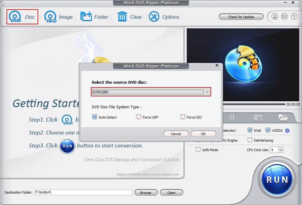 choose source DVD disc