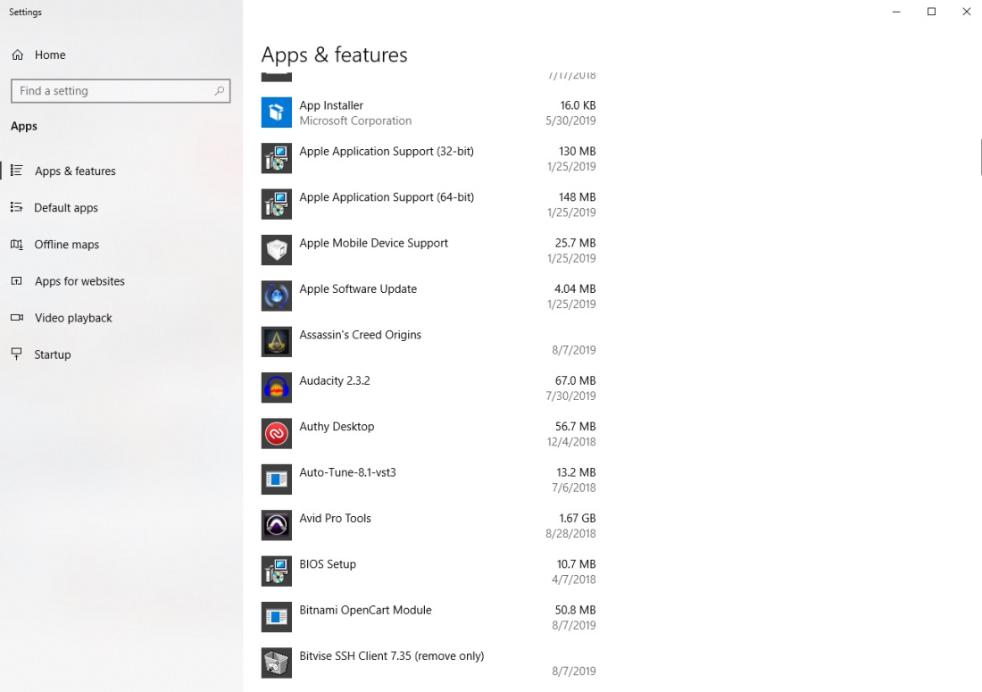 uninstall apps