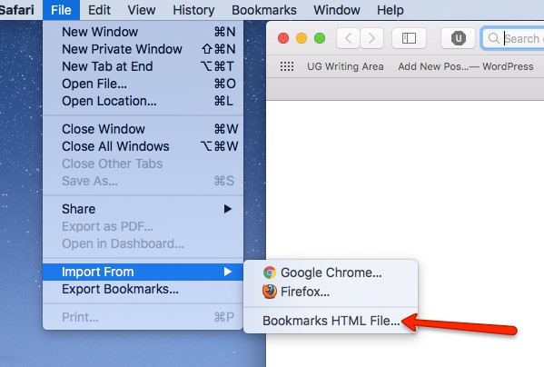 Browser bookmarks. Bookmarks.html.